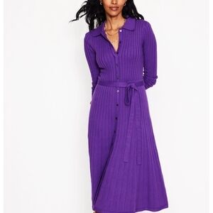 Purple Ribbed Knit Dress